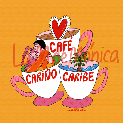 Café, cariño, caribe - Art Print